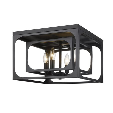 Z-Lite Easton Flush Mount, 4-Light, 15 In.W x 10 In.H, Matte Black/Matte Black 3038F-MB